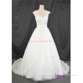 Beading A-line V-neck sleeveless lace up bridal gown